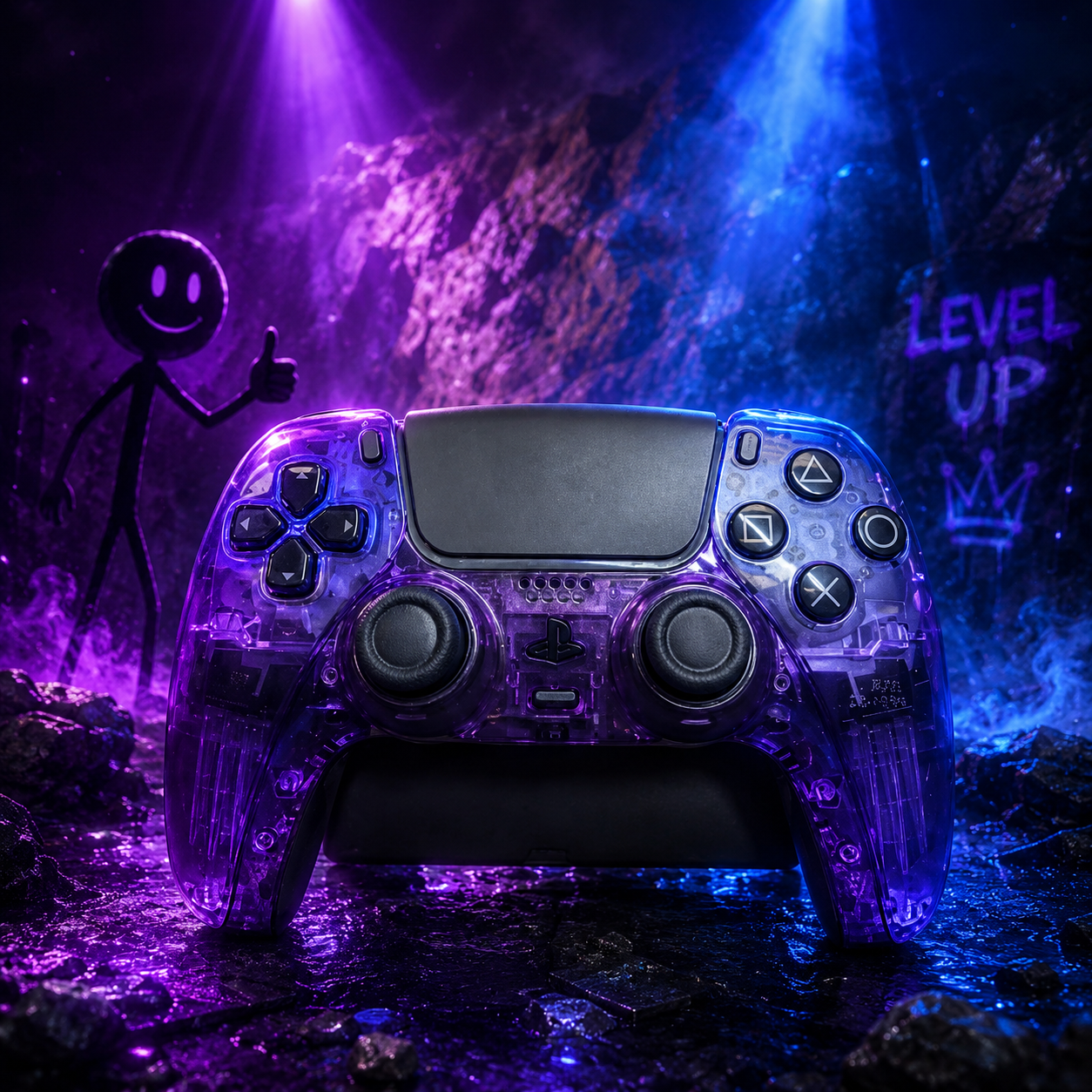 Custom Pre-Built - PS5 Controller - Clear Purple/Blue