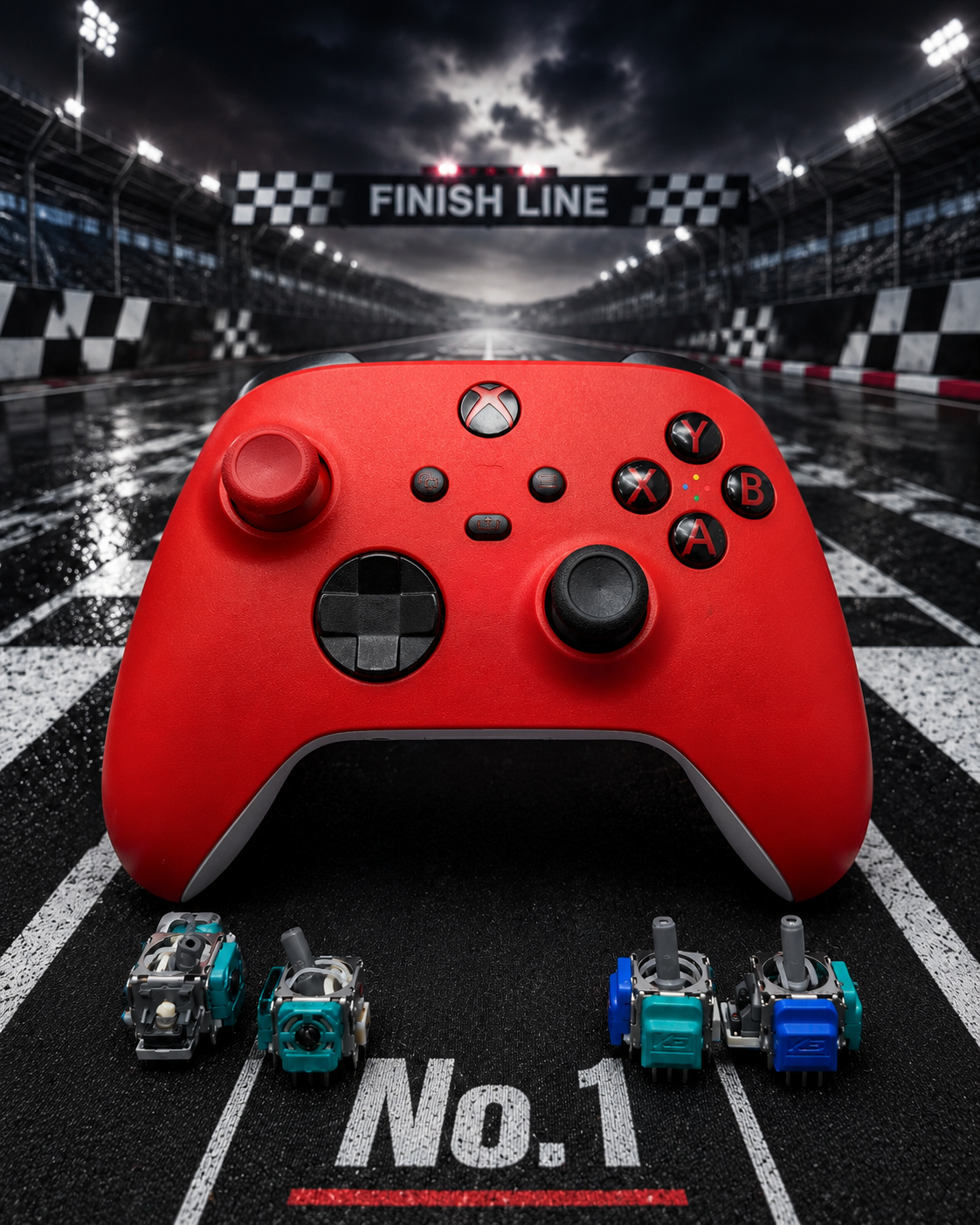 Modded Xbox (1914) Controller - Red/White - TMR Joysticks, Clicky Face Buttons, Rapid Fire Mod, Back Button Mod
