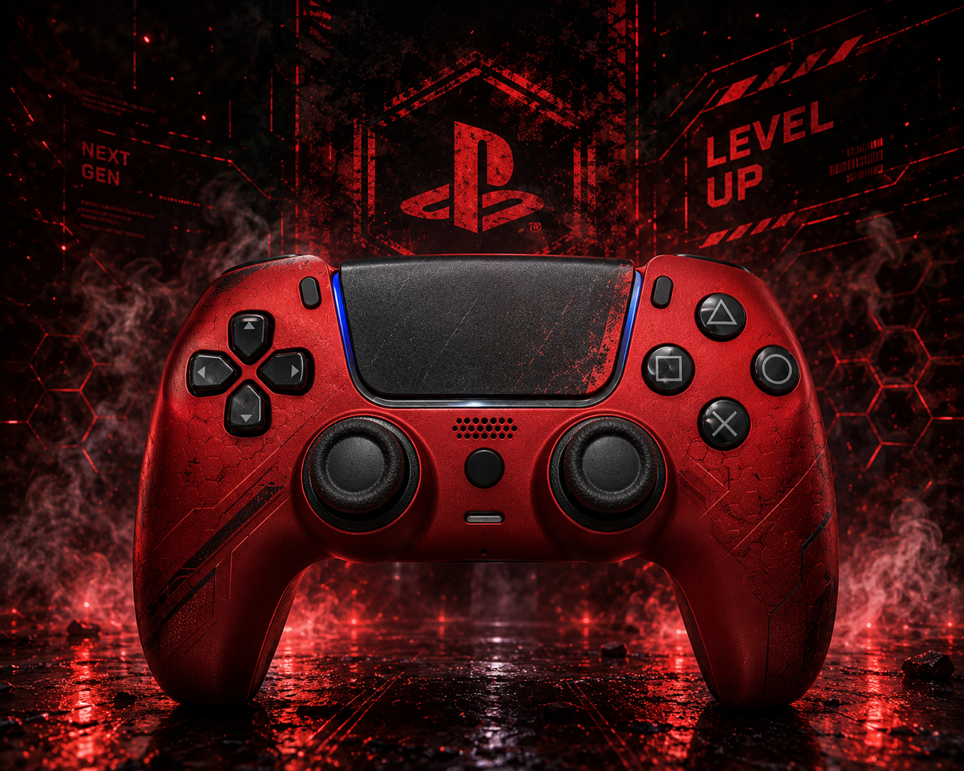Custom Pre-Built - PS5 Controller - Luna Redesigned Scarlet Red