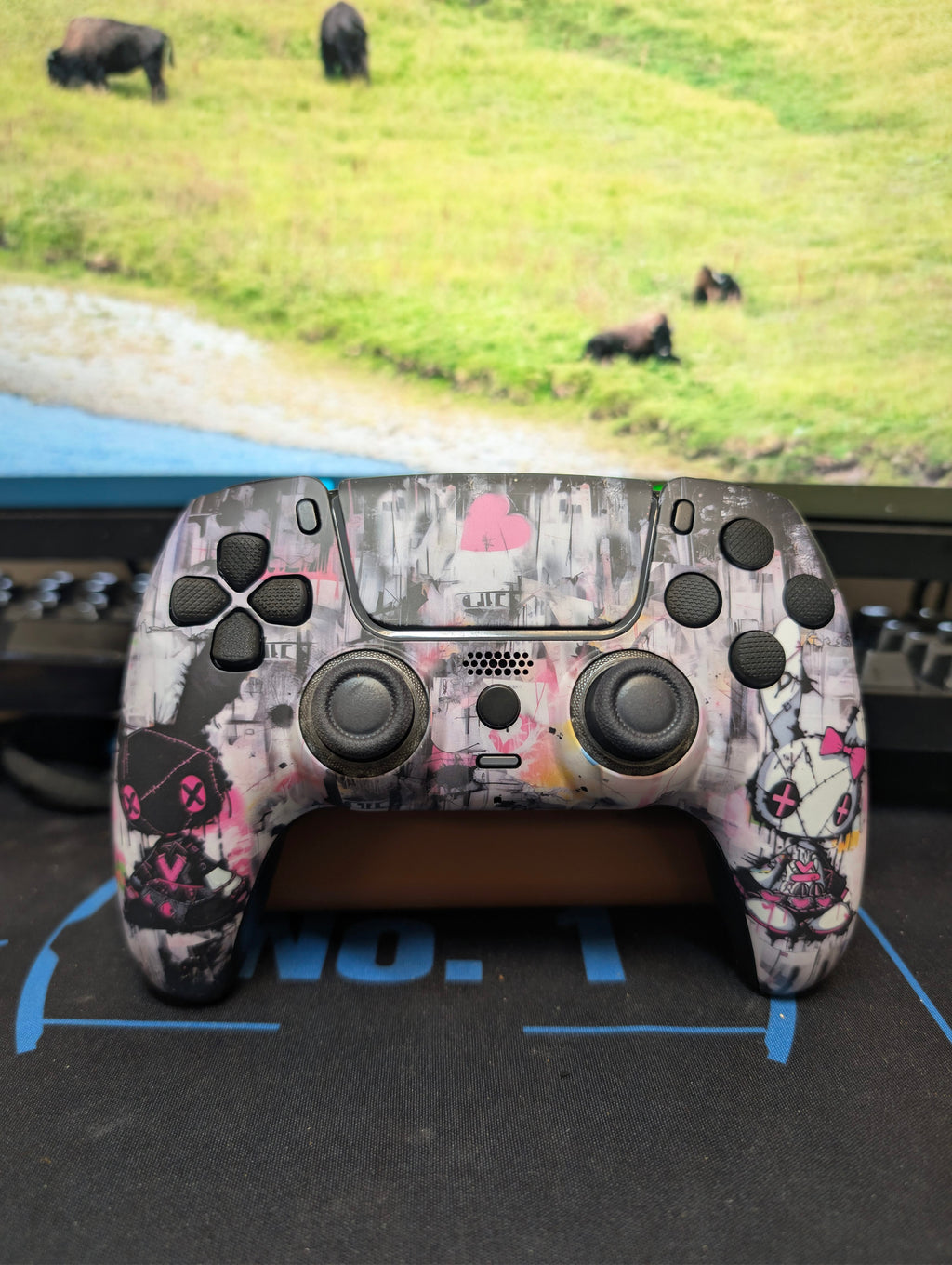 Custom Pre-Built - PS5 Controller - Toxic Punk Bunny - TMR & Clicky Buttons