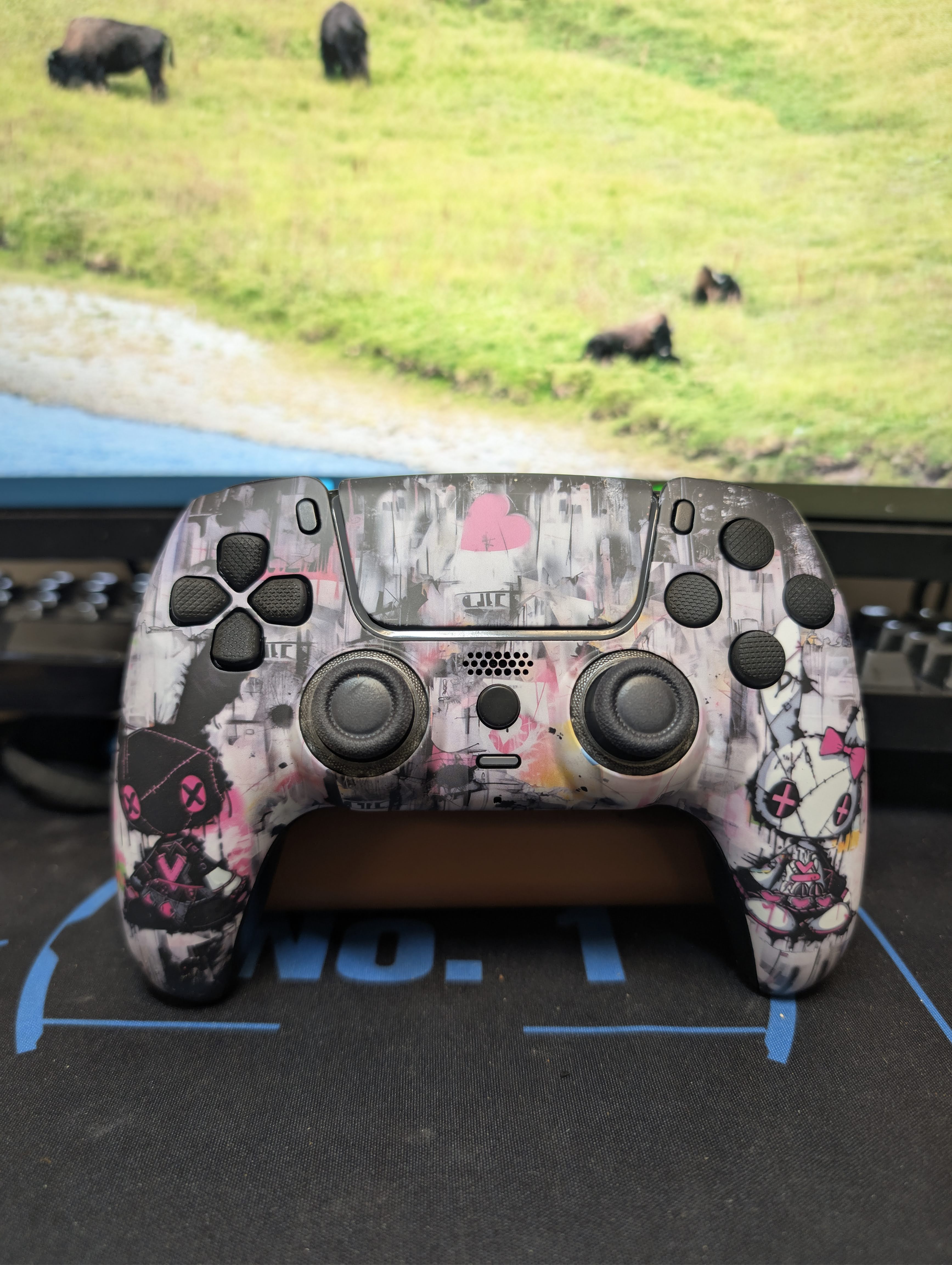 Custom Pre-Built - PS5 Controller - Toxic Punk Bunny - TMR & Clicky Buttons