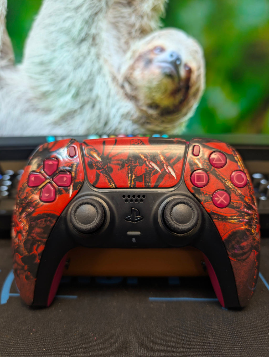 Rapid Fire Mod Pre-Built - PS5 Controller - Red Alien - TMR, Clicky Triggers, 4 Buttons