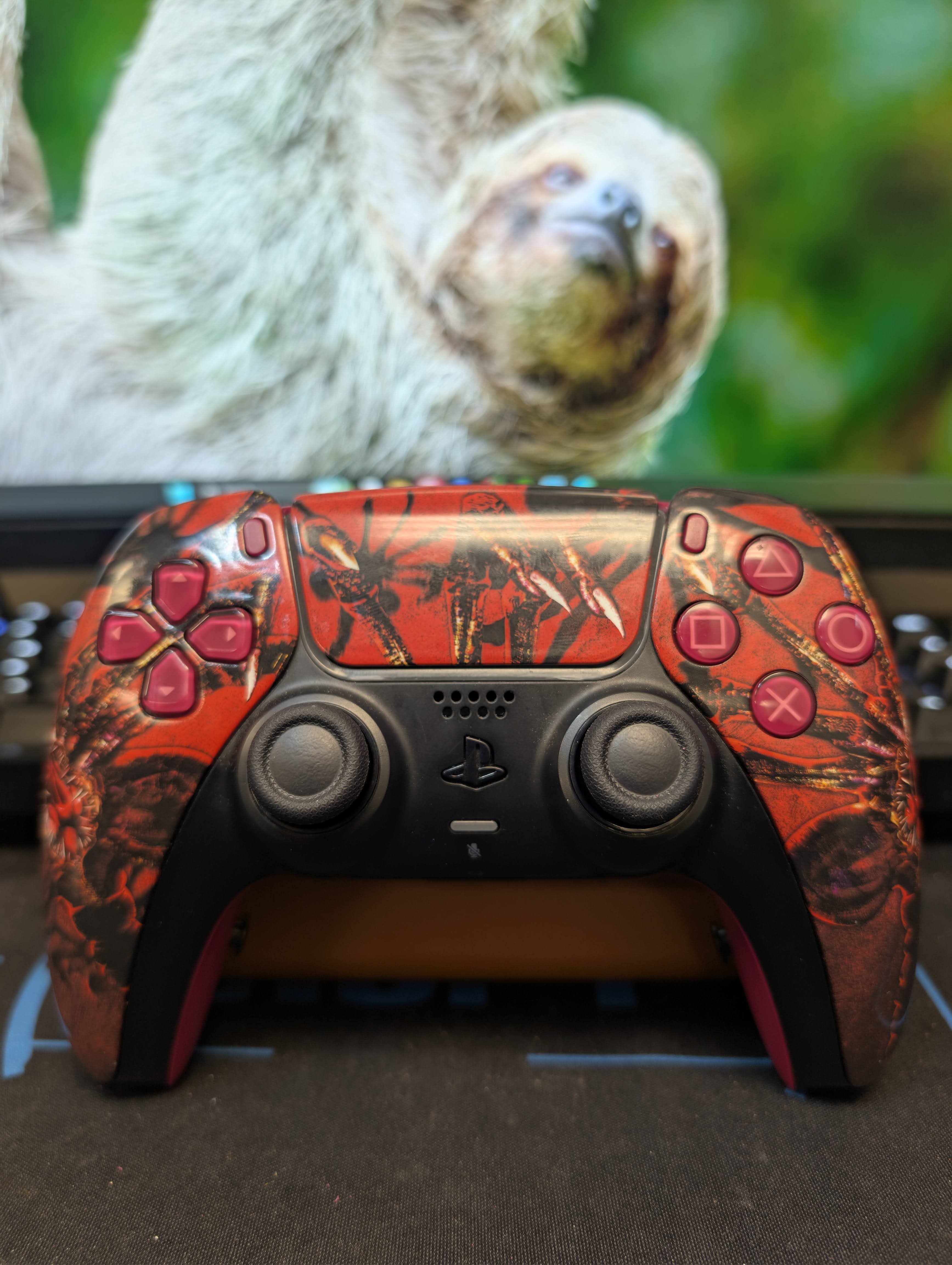 Rapid Fire Mod Pre-Built - PS5 Controller - Red Alien - TMR, Clicky Triggers, 4 Buttons