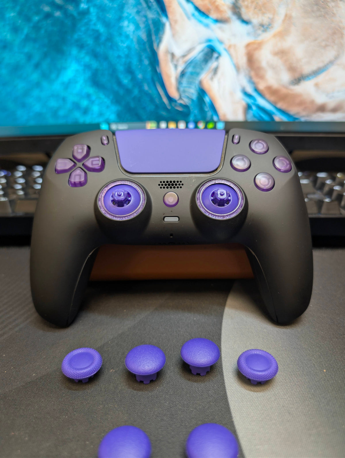 Custom Pre-Built - PS5 Controller - Matte Black/Purple - TMR Joysticks & Removable Joystick Caps