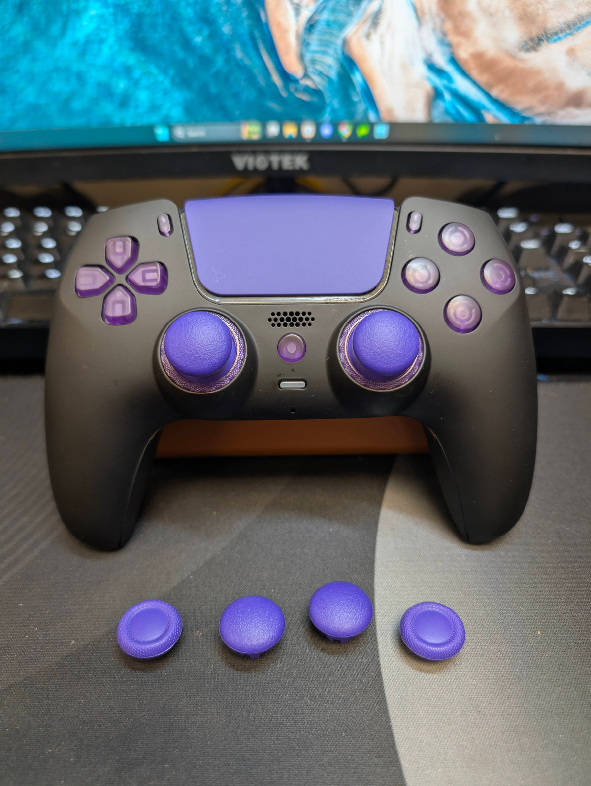 Custom Pre-Built - PS5 Controller - Matte Black/Purple - TMR Joysticks & Removable Joystick Caps