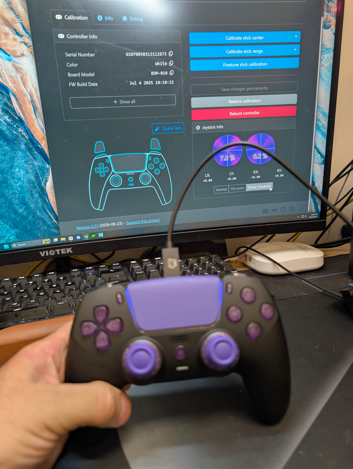 Custom Pre-Built - PS5 Controller - Matte Black/Purple - TMR Joysticks & Removable Joystick Caps