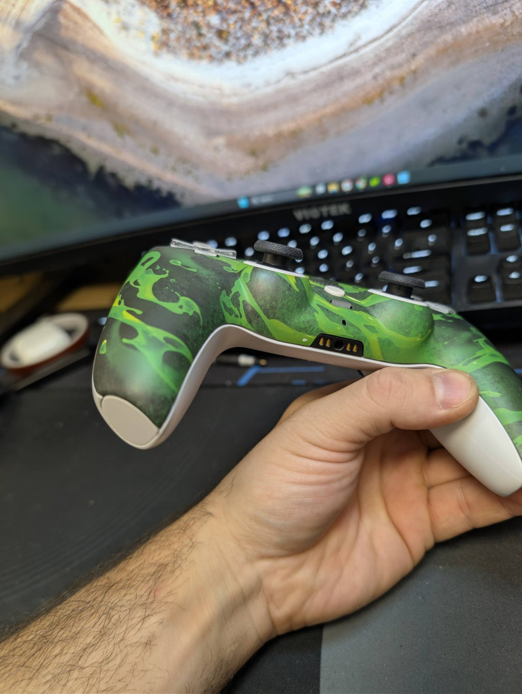 Custom Pre-Built Ps5 Controller with TMR Joysticks - Green (Corrosion Magic)
