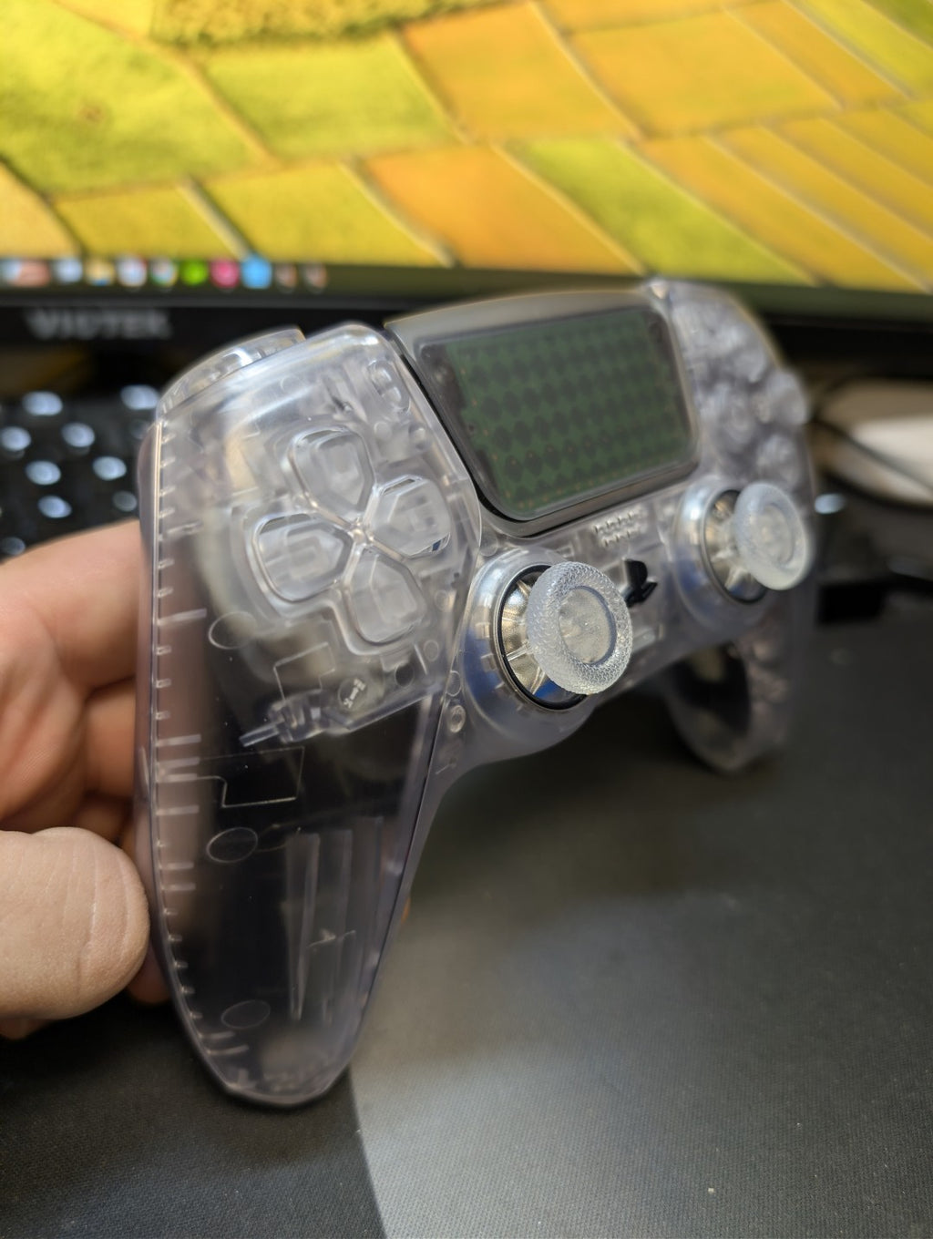 Custom Pre-Built Clear Ps5 Controller with TMR Joysticks