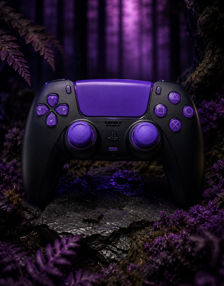 Custom Pre-Built - PS5 Controller - Matte Black/Purple - TMR Joysticks & Removable Joystick Caps
