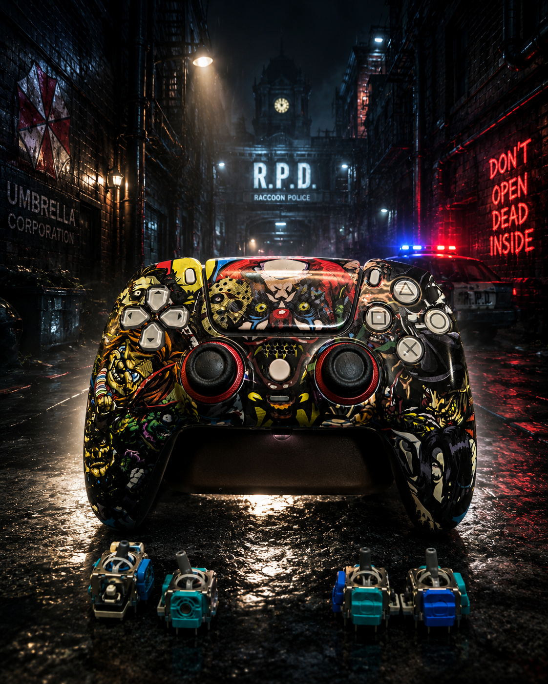 Custom Pre-Built - PS5 Controller - Chucky Doll & Clown - TMR, Clicky Triggers, 4 Paddles